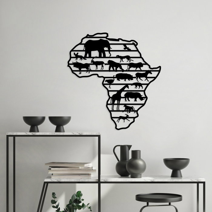 Wallity African Animals Escultura de pared de metal negra Wallity African Animals Escultura de pared de metal negra